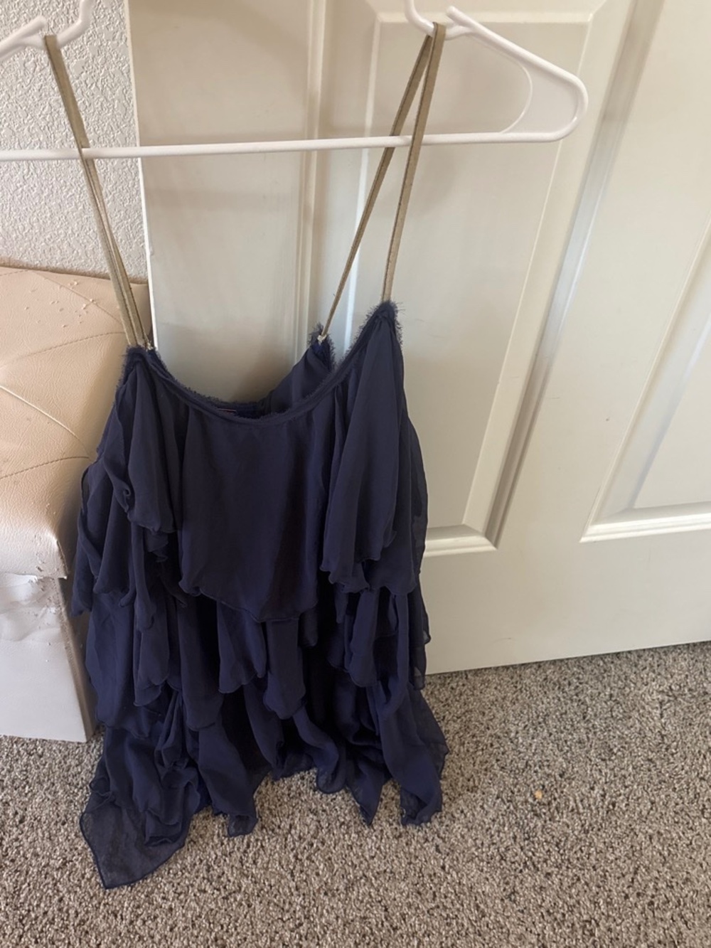 Free people navy ruffle tank top brand new extra small